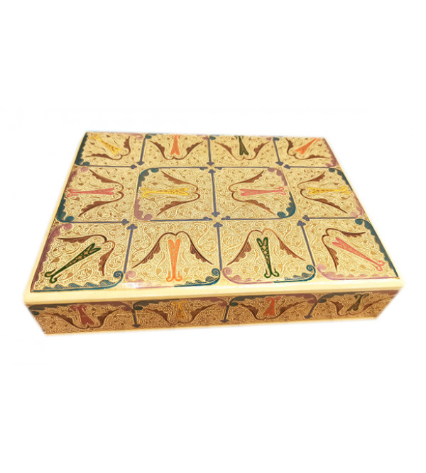 Handcrafted Papier Mache Flat Box with Real Gold Work