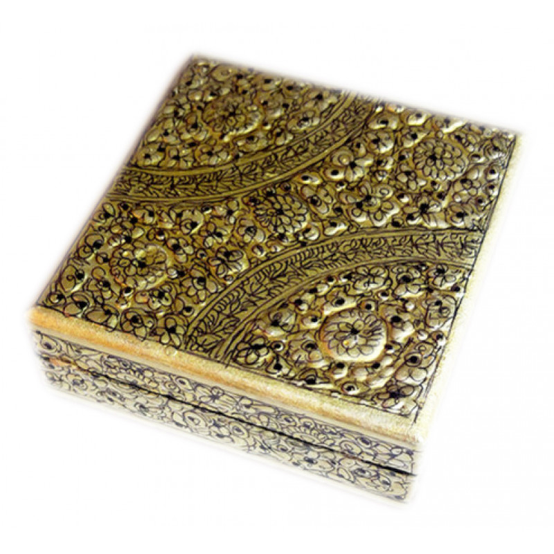 Paper Mache Coaster Set – Square (7 Pieces) (Assorted Colours & Design)