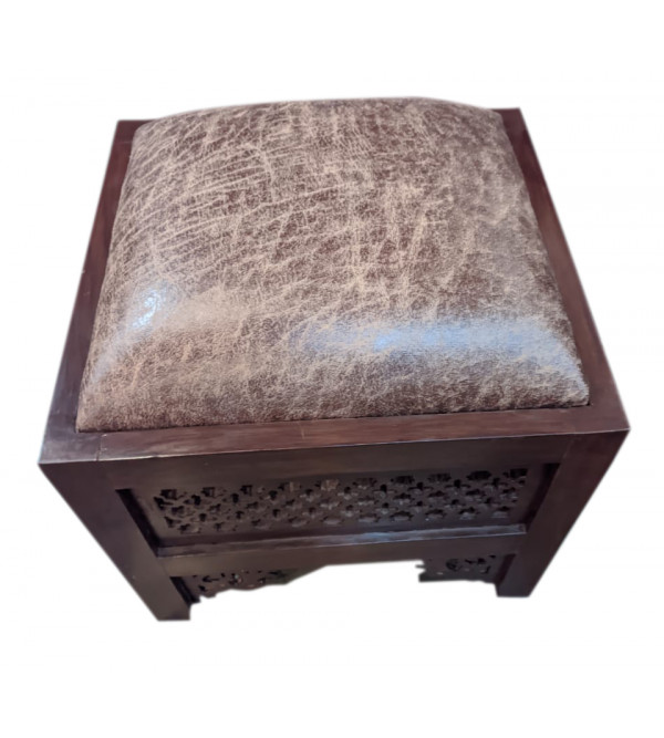 Sheesham Stool Jali Work With Cushion 