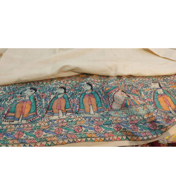 Madhubani Printed Tusser Dupatta 