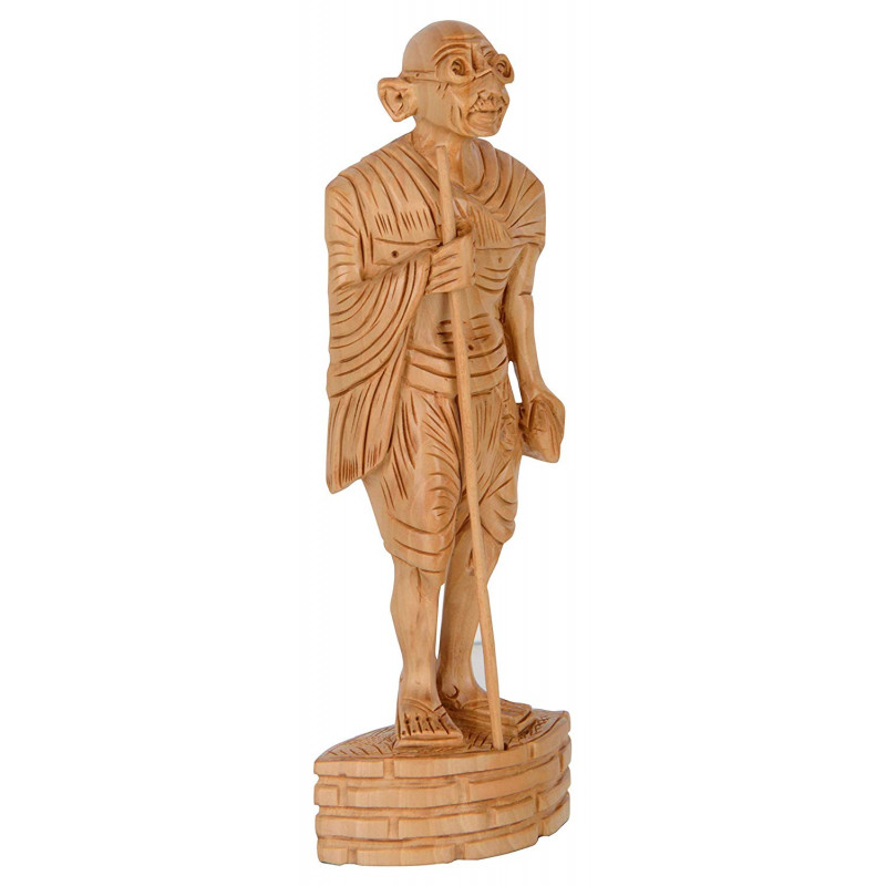 GANDHI STANDING CARVED KADAM WOOD