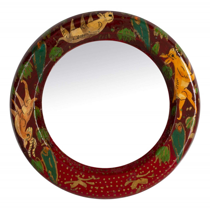 Paper Machie Purse Mirror with Handle 3 Inch