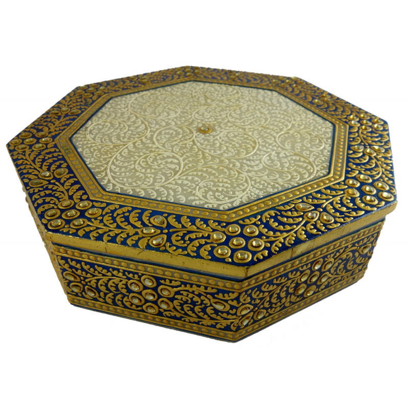 Marble Box Handcrafted With Pure Gold Leaf Work Size 8 Inches