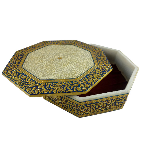 Marble Box Handcrafted With Pure Gold Leaf Work Size 8 Inches
