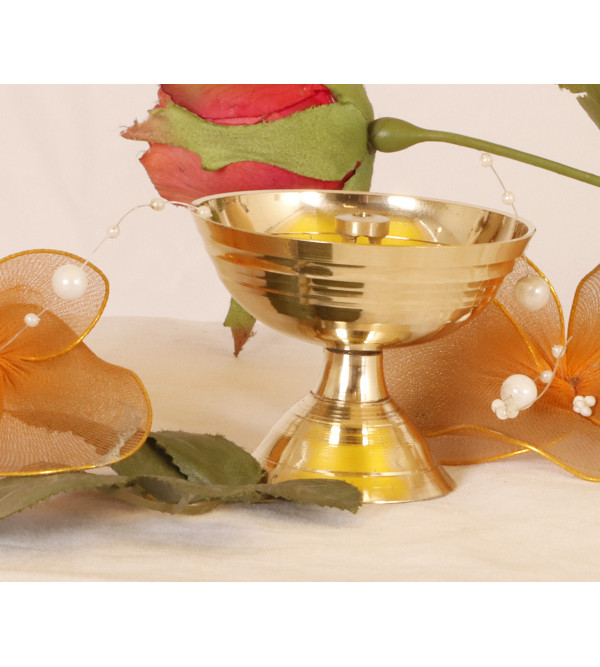 Oil Lamps Brass Plain Panchmukhi Small 4 Inch 