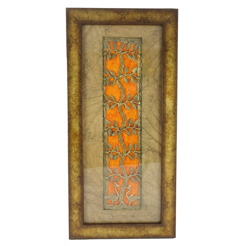 HANDICRAFT DHOKRA PANEL LEAF MOUNT  4X15 INCH