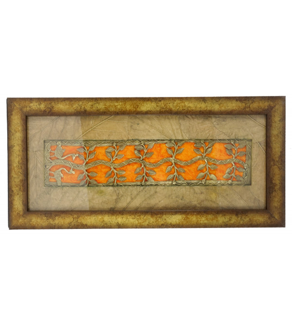 HANDICRAFT DHOKRA PANEL LEAF MOUNT  4X15 INCH