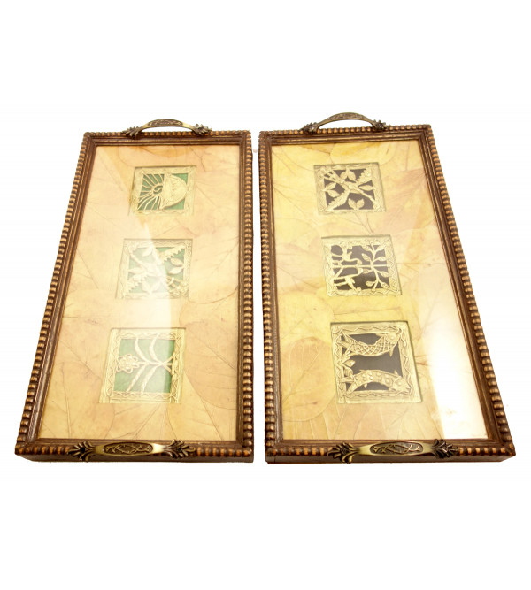 Handicraft Brass Tray Assorted Dhokra Art 18x9 Inch 