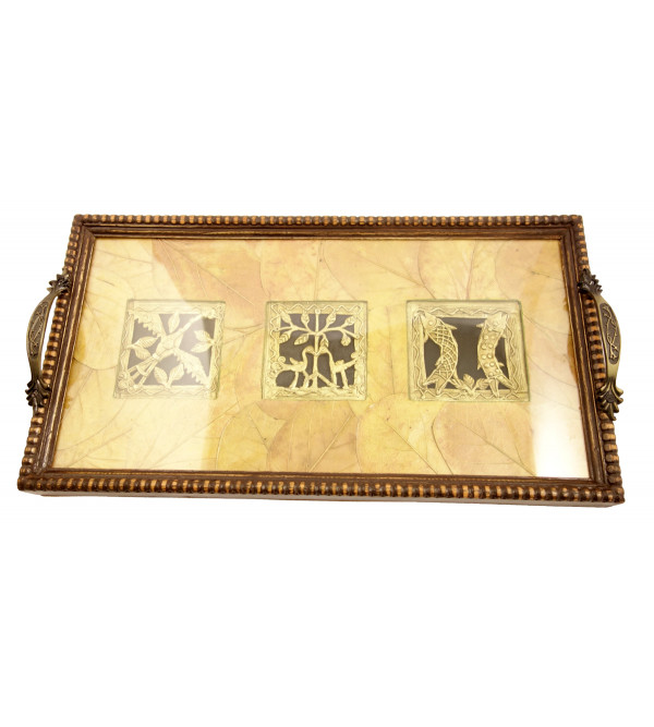 Handicraft Brass Tray Assorted Dhokra Art 18x9 Inch 