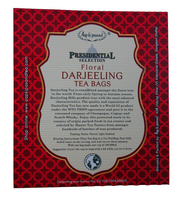 PRESIDENTIAL FLORAL DARJEELING TEA BAGS 50 TB