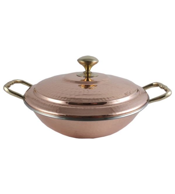 COPPER STEEL KADAI WITH LID 5 INCH
