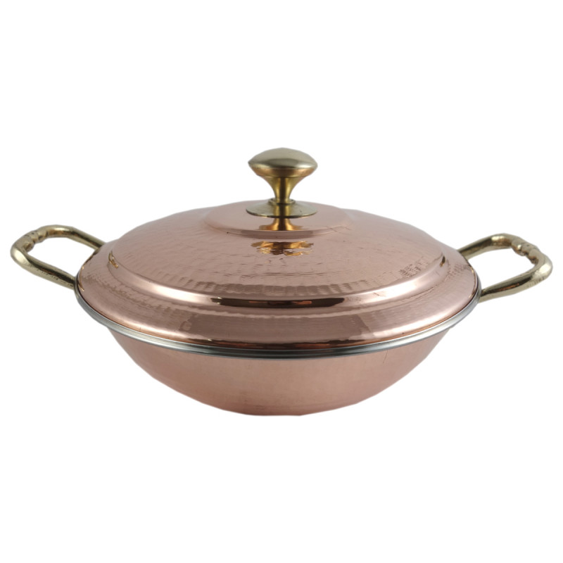 COPPER STEEL KADAI WITH LID 5 INCH