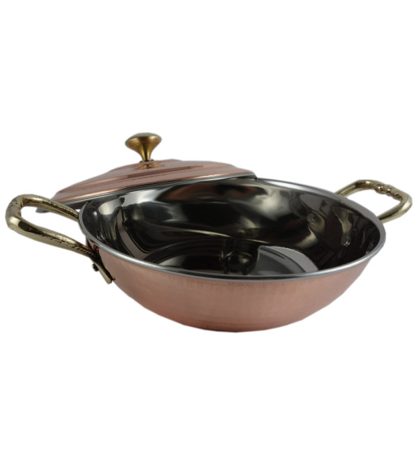 COPPER STEEL KADAI WITH LID 5 INCH