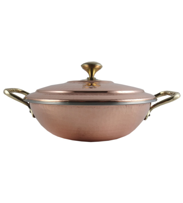 COPPER STEEL KADAI WITH LID 7 INCH