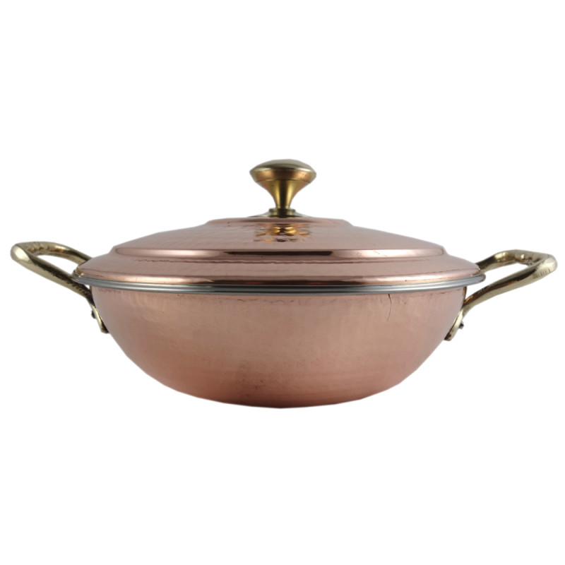 COPPER STEEL KADAI WITH LID 7 INCH