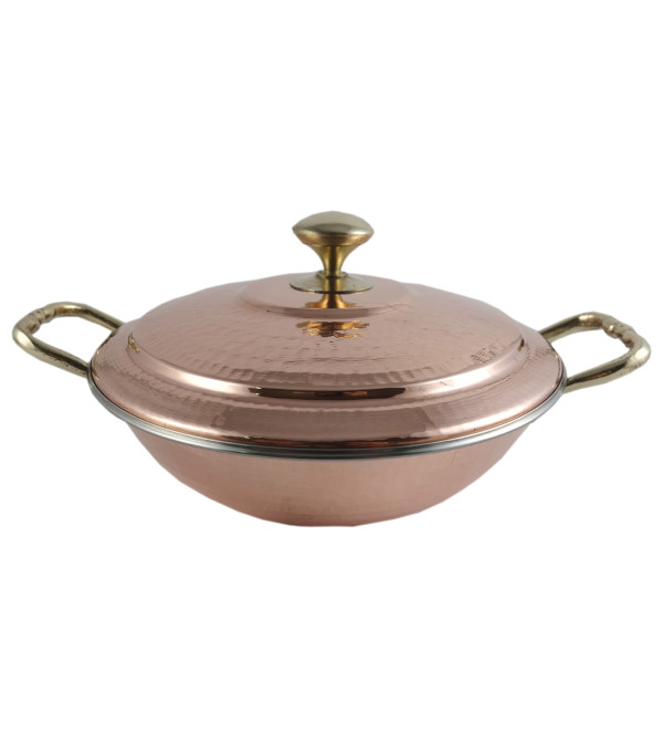 COPPER STEEL KADAI WITH LID 7 INCH