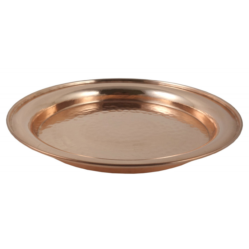 HANDICRAFT COPPER STEEL THALI 12 INCH