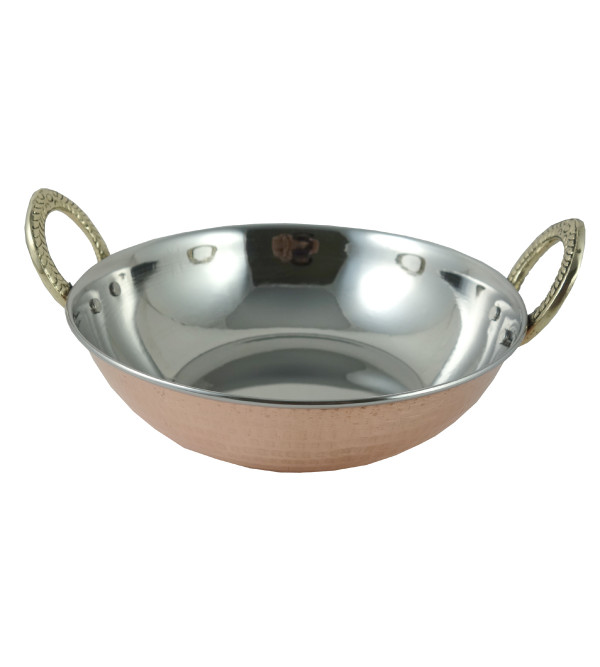 HANDICRAFT COPPER STEEL KADAI  7 INCH