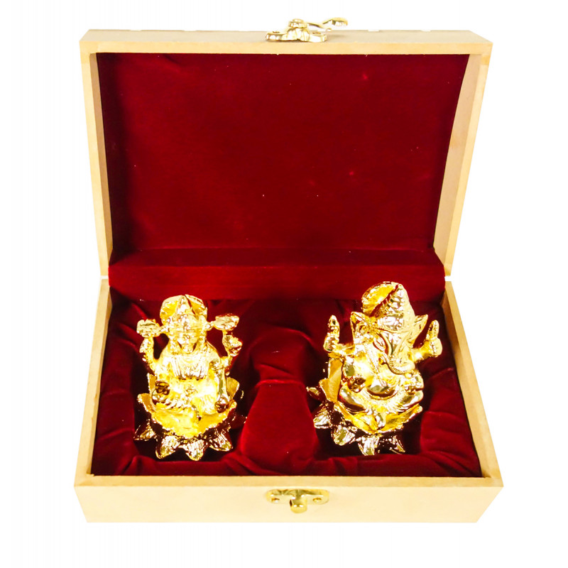 Gold Plated Laxmi Ganesh 3 Inch