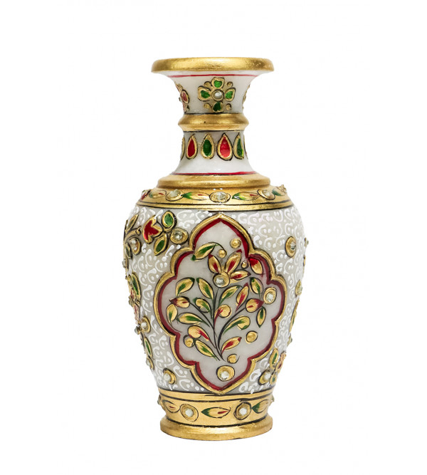 Marble 6 Inch Vase Floral with Gold Work Wbox