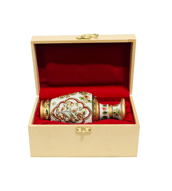 Marble 6 Inch Vase Floral with Gold Work Wbox