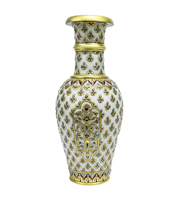 Marble Gold Leaf Vase 14 Inch