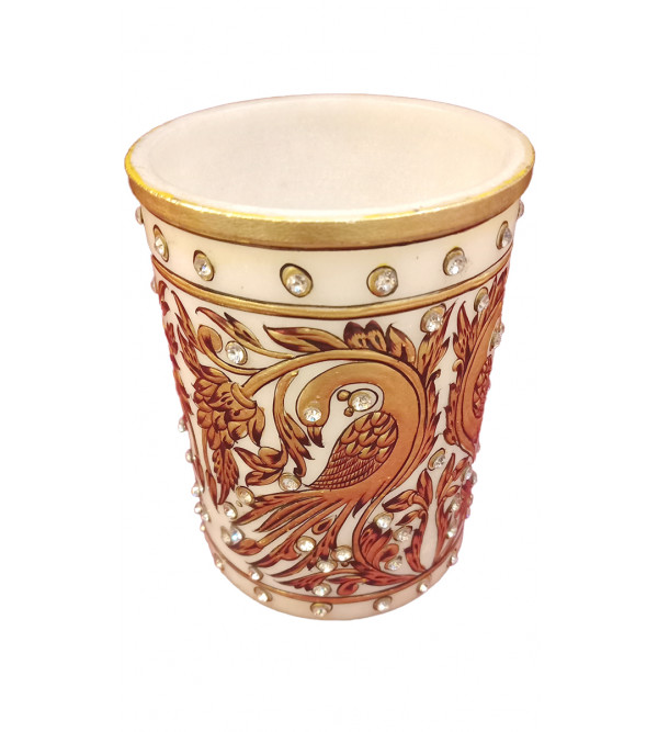 Marble Pen Holder Handcrafted With Pure Gold Leaf Work