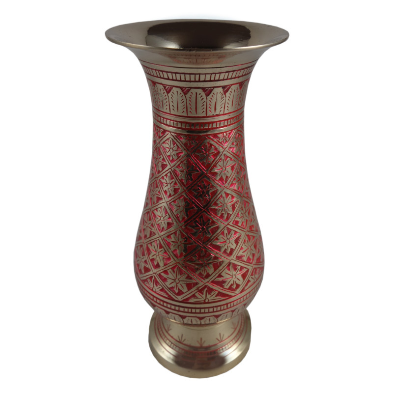 Flower Vase Brass Enameled Color 6 Inch