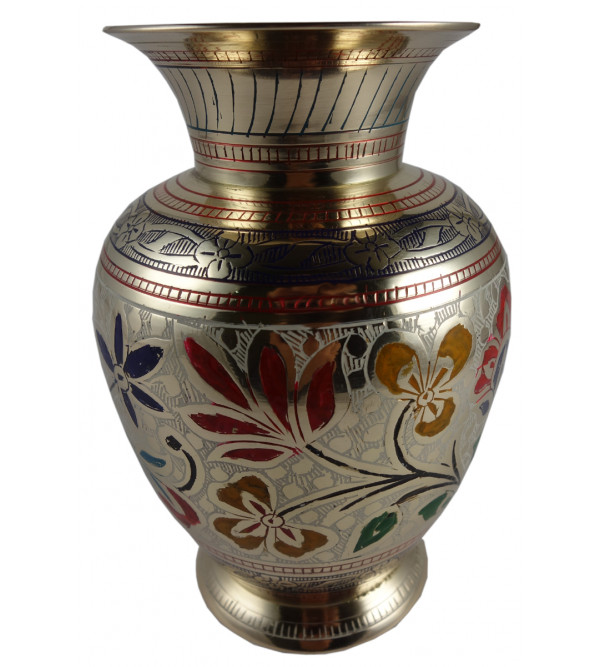 FLOWER VASE BRASS ENAMELED 6 Inch