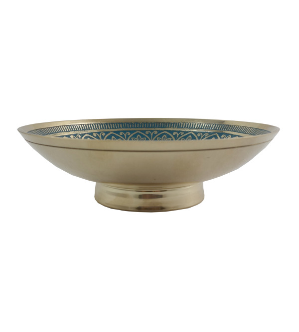 HANDICRAFT BRASS 6 INCH FRUIT BOWL ENAMELED