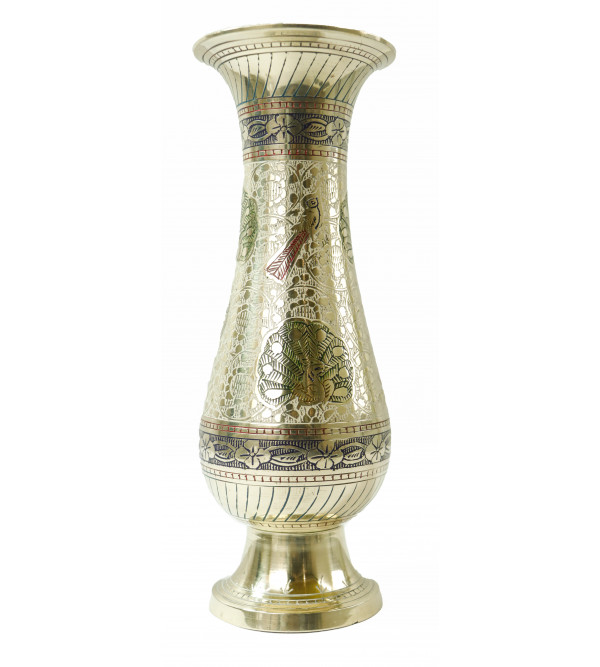 FLower Vase Brass Enamiled Hand Work 8 Inch 350 G