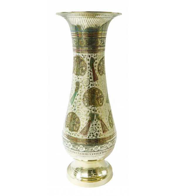 Flower Vase Brass Enamiled Hand Work 10 Inch 500 G