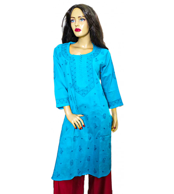 Kurta with Hand Embroidered Chikan work from Lucknow L