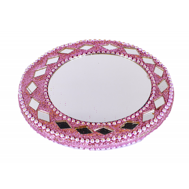 Mirror Round Ornated 3 Inch Assorted 