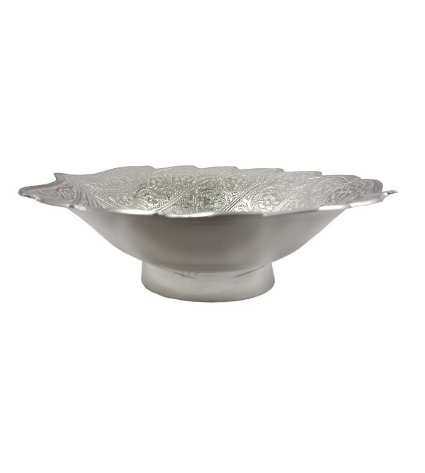 Handicrafted Brass Silver Plated Bowl Double Cut Leaf  6.5 INCH