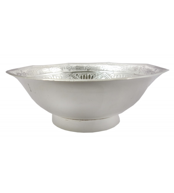 Handicrafted Brass Silver Plated Bowl 6 Inch 