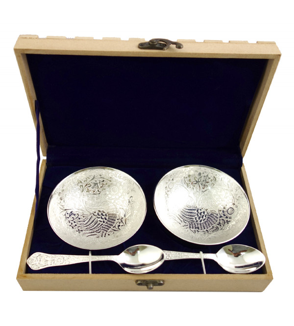 Handicraft Brass Silver Plated Bowl 4 PCS Set 4 Inch 