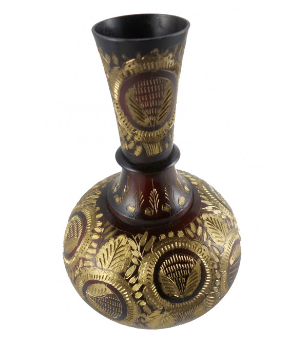 FLOWER VASE BRASS ENAMELED 8 Inch