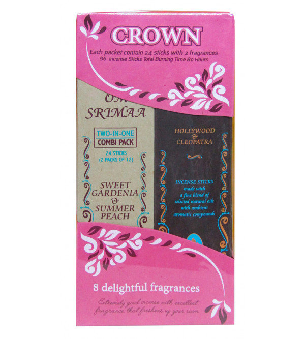 Crown Agarbatti 4 Pcs Set 96 Stick With Assorted Fragrance 