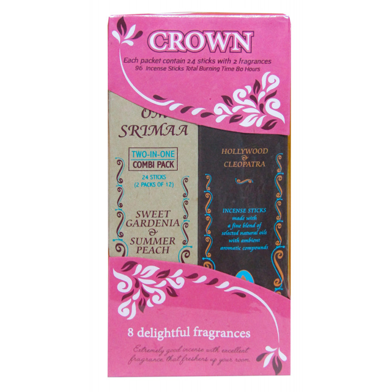 Crown Agarbatti 4 Pcs Set 96 Stick With Assorted Fragrance 
