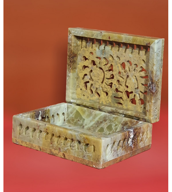 Soap Stone Jali Carved Box Size 4x2 Inch