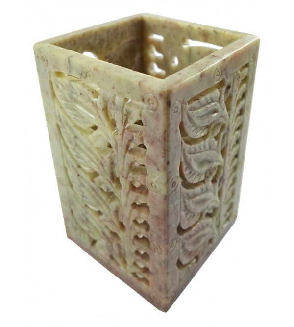 HANDICRAFT PEN STAND SOAP STONE 4X2 INCH