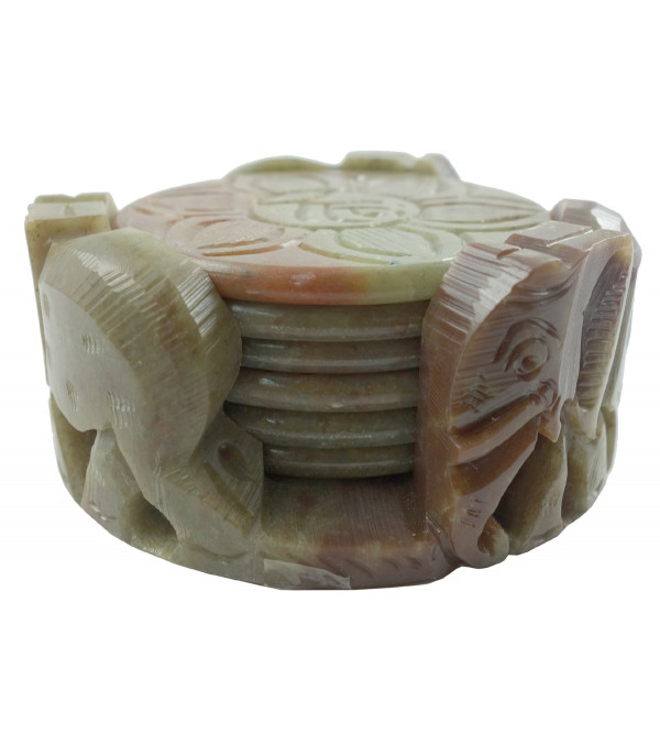 HANDICRAFT COASTER SET SOAP STONE 