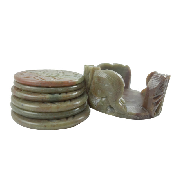 HANDICRAFT COASTER SET SOAP STONE 