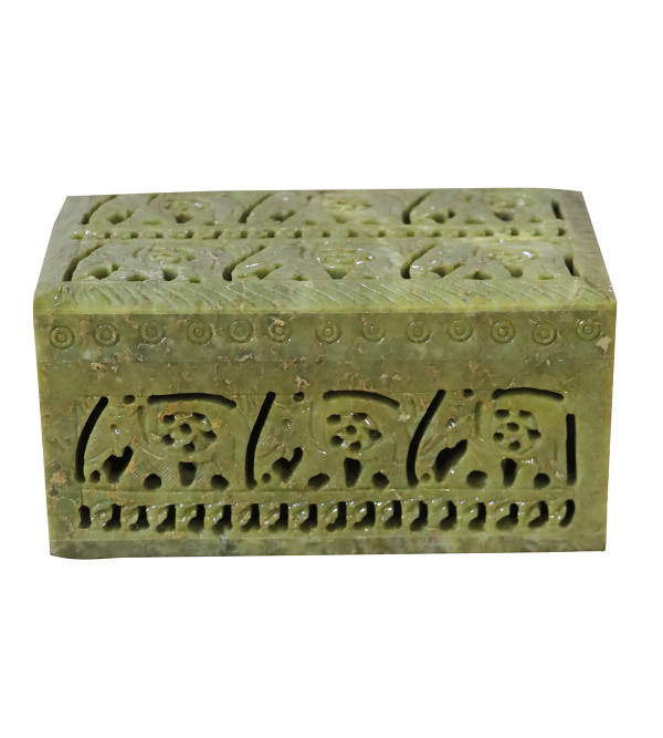 Soft Stone Carved Box 6 X4 X3 Inch