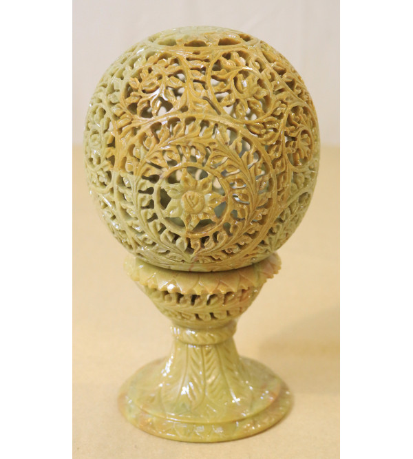 Soft Stone  Candle Lamp Ball Shape 5 in  Wu\ith Stand