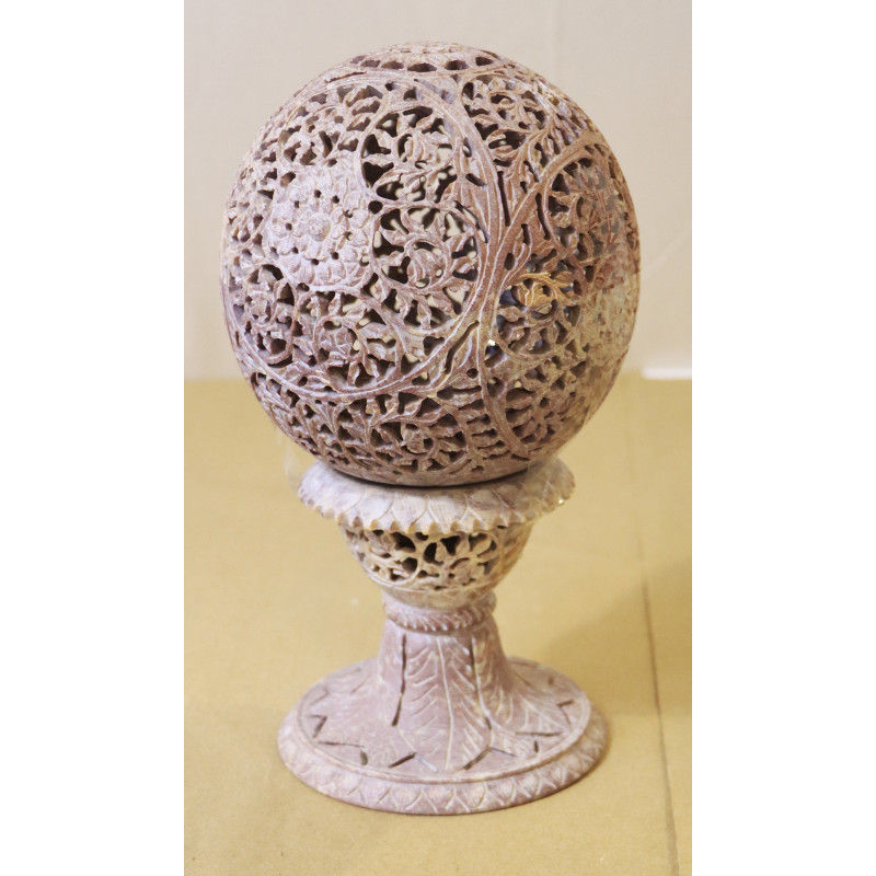 Soft Stone  Candle Lamp Ball Shape 6 in  With Stand