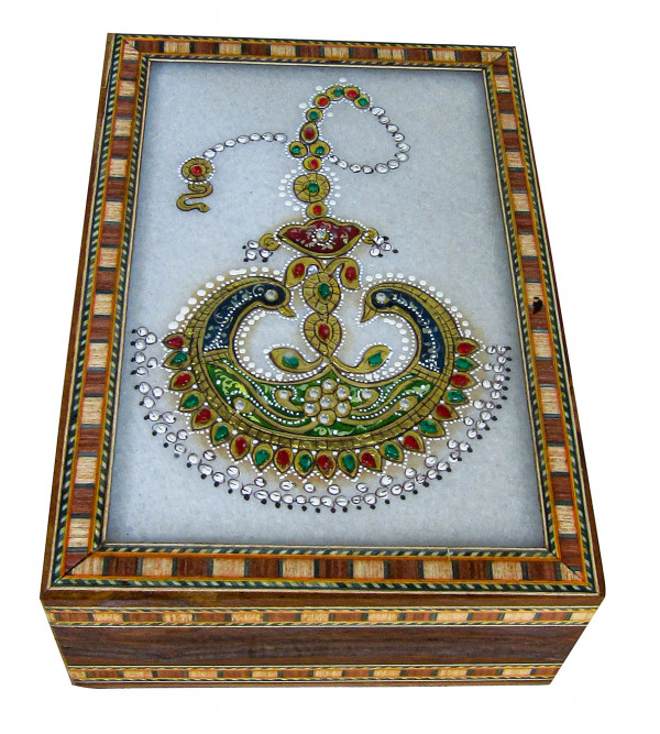 Box Marble Painting Jewellery Sheesham Wood 6 X4 In