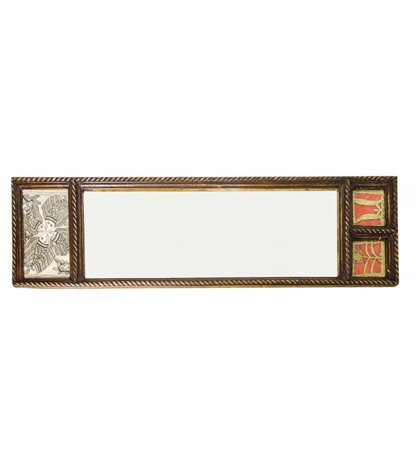 Dhokra Mirror With Wooden Frame 17 X9 Inch