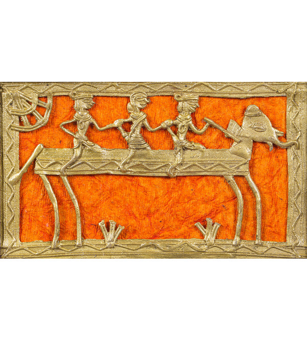 Handicraft Assorted Dhokra 8 X5 Inch with Mount Leaf Mount Panel 12.5 X9.5 Inch 